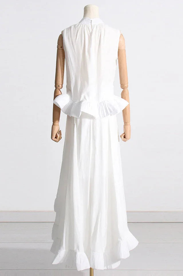 Sleeveless Ruffle Mock Neck Top and Skirt Set - View 13 | TEVQA