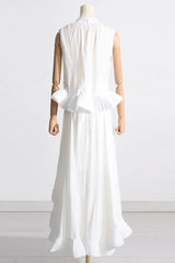 Sleeveless Ruffle Mock Neck Top and Skirt Set - View 13 | TEVQA