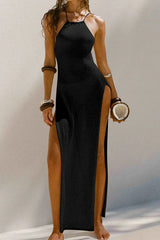 Halter Neck Sleeveless Maxi Dress - View 8 | TEVQA