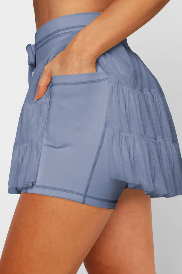 High Waist Ruffle Skort - View 7 | TEVQA