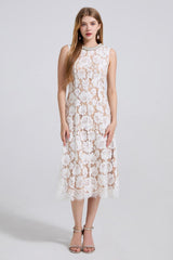 Ariana Floral Lace Sleeveless Midi Dress | Dress In Beauty