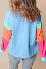 Playful Color Block Long Sleeve Top - TEVQA