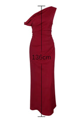 One-shoulder satin maxi dress with draped bodice - View 7 | TEVQA