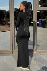 Mermaid silhouette maxi dress with sweetheart neckline and long sleeves - View 8 | TEVQA