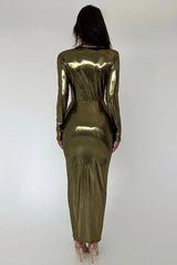 Juliette Metallic Tie Front Maxi Dress - View 12 | TEVQA