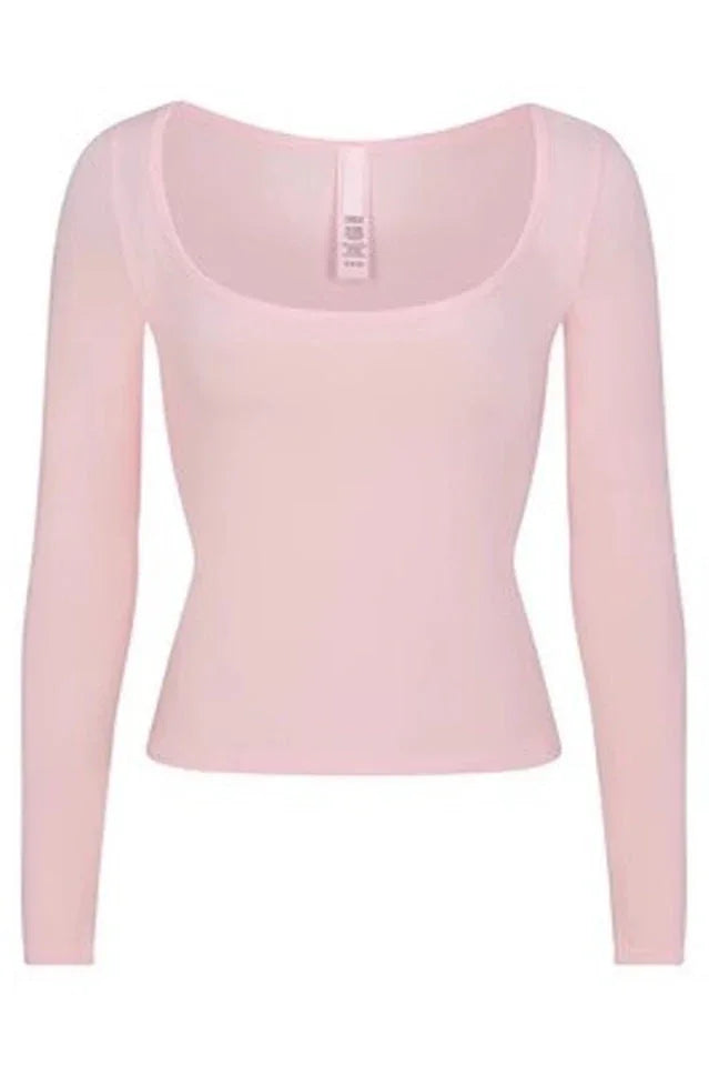 Essential Square Neck Long Sleeve Top - View 6 | TEVQA