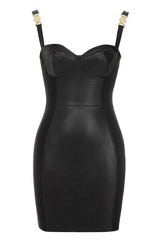 Architectural mini dress with gold panther hardware - View 8 | TEVQA