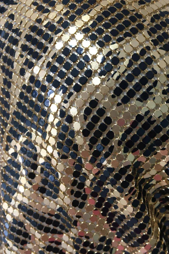 Gold metal mesh crop top - View 6 | TEVQA