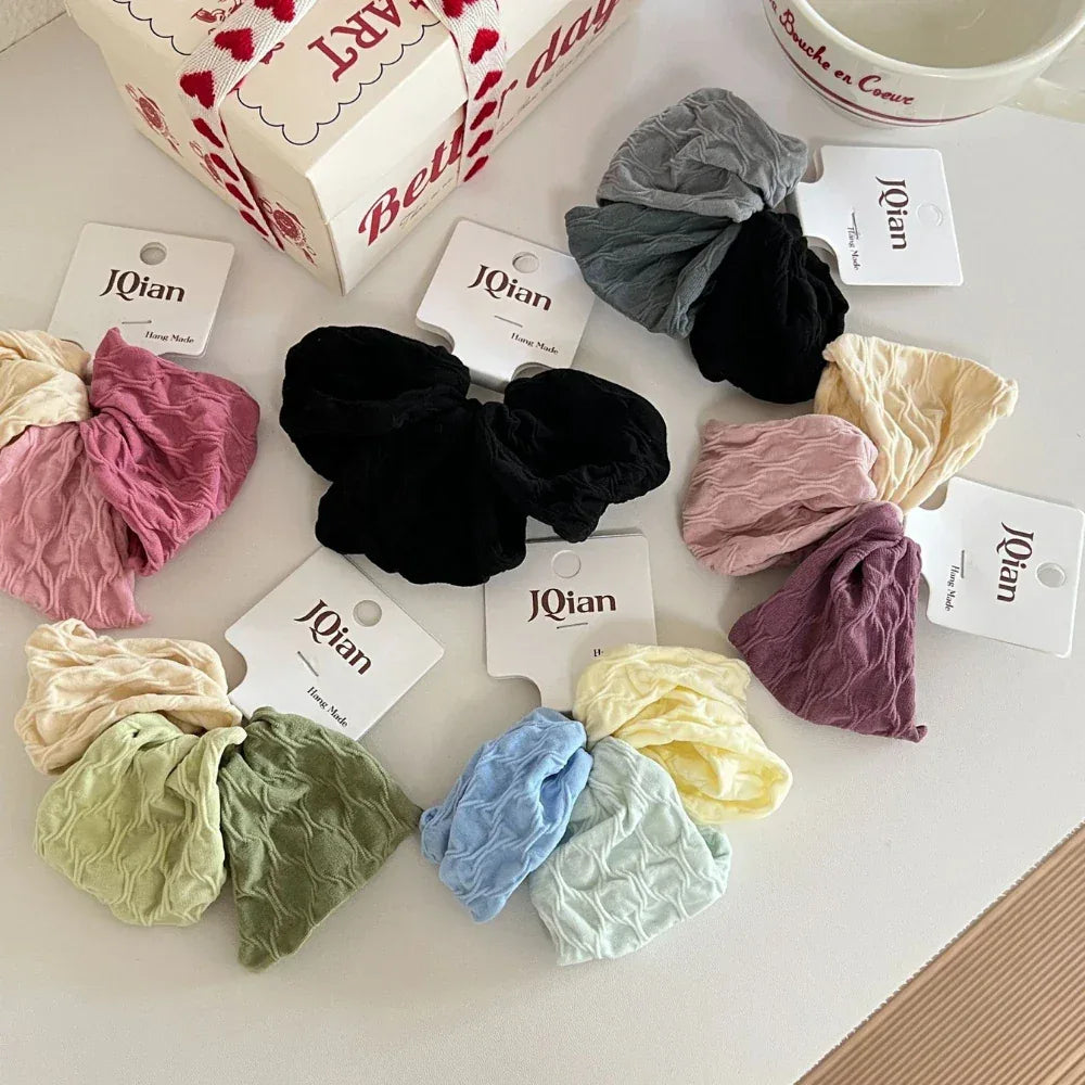 Wide Crinkled Fabric Scrunchie - Gentle Snag-Free Hair Tie - TEVQA