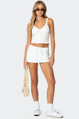 Lace Trim Cropped Tank Top - View 9 | TEVQA