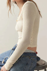 Coquette Ribbed Knit Crop Top - TEVQA