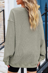 Oversized crew neck ribbed knit sweatshirt - View 9 | TEVQA