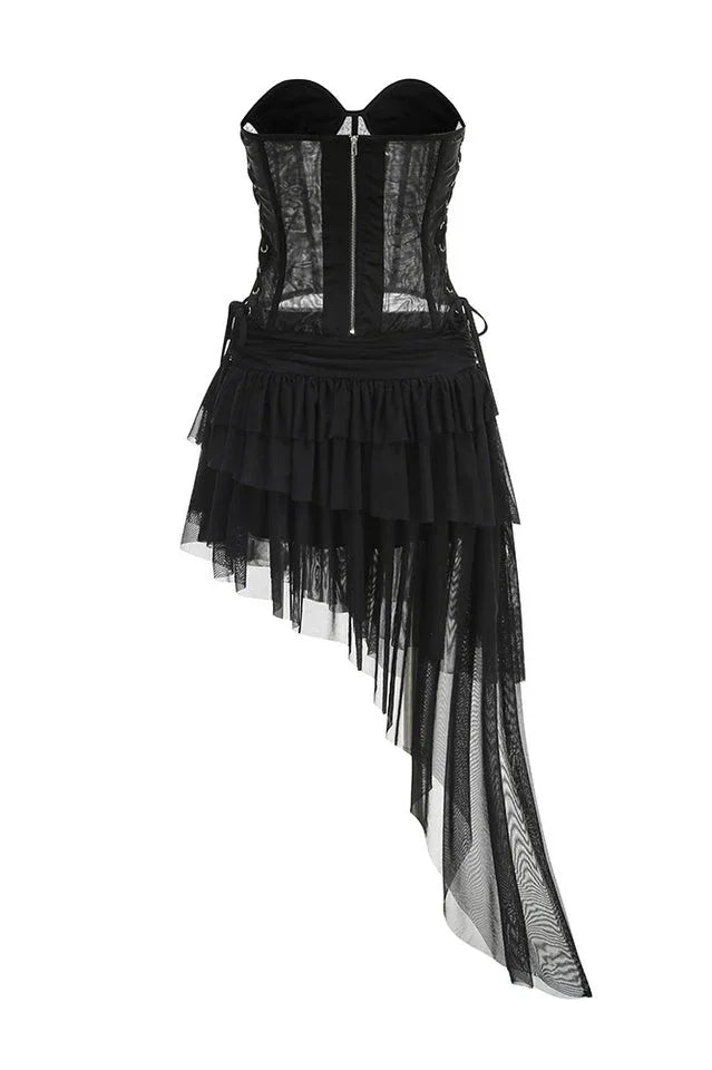 Corset top and asymmetrical ruffled skirt set - View 7 | TEVQA