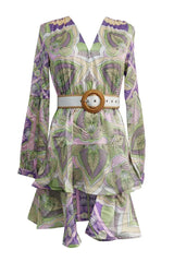 Paisley print belted mini dress - View 13 | TEVQA