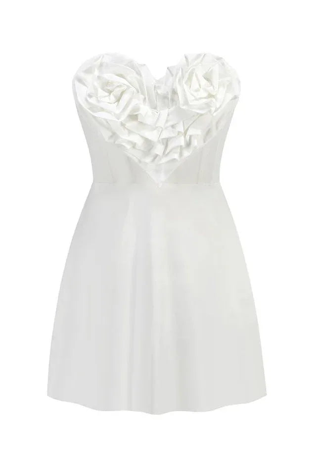Sweetheart Neckline Mini Dress with Rosette Detail - View 6 | TEVQA
