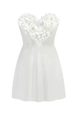 Sweetheart Neckline Mini Dress with Rosette Detail - View 6 | TEVQA