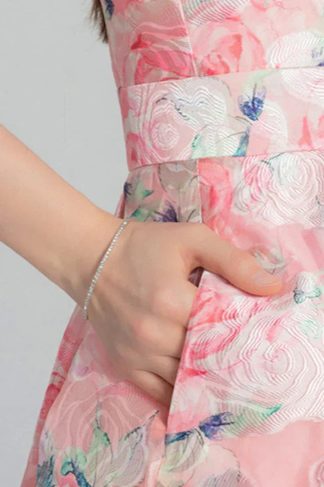 Floral Puff Sleeve Midi Dress - View 8 | TEVQA