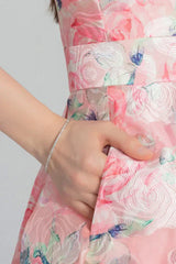 Floral Puff Sleeve Midi Dress - View 8 | TEVQA