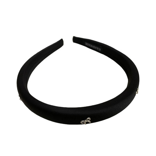 Padded Bow Charm Headband - 0.6 Inch Slim Preppy Hair Band