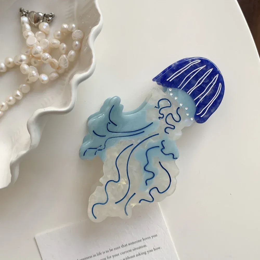 Ethereal Acetate Jellyfish Hair Claw Clip - View 8 | TEVQA