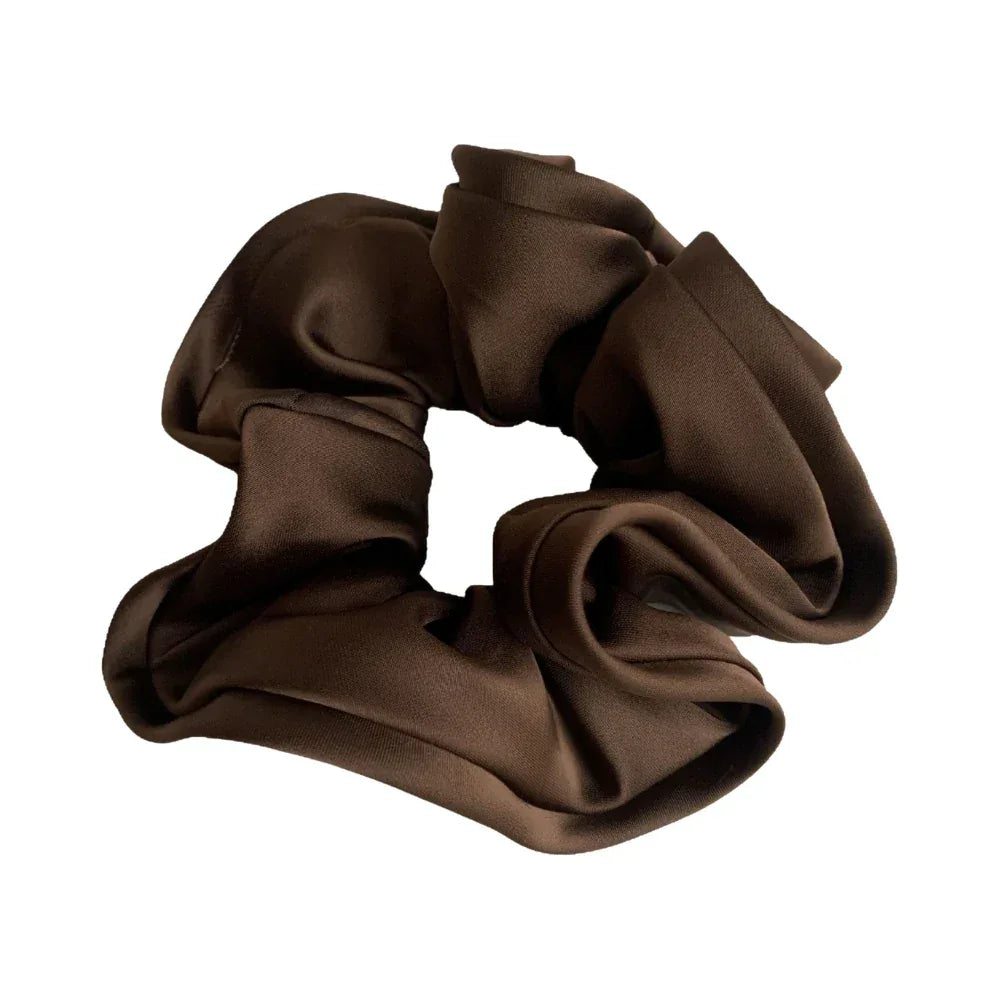 single brown satin scrunchie
