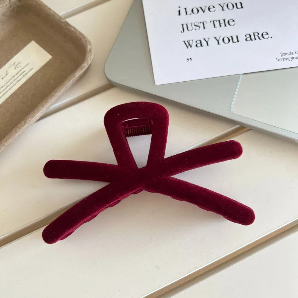 Large Velvet Flocked Hair Claw Clip - View 10 | TEVQA