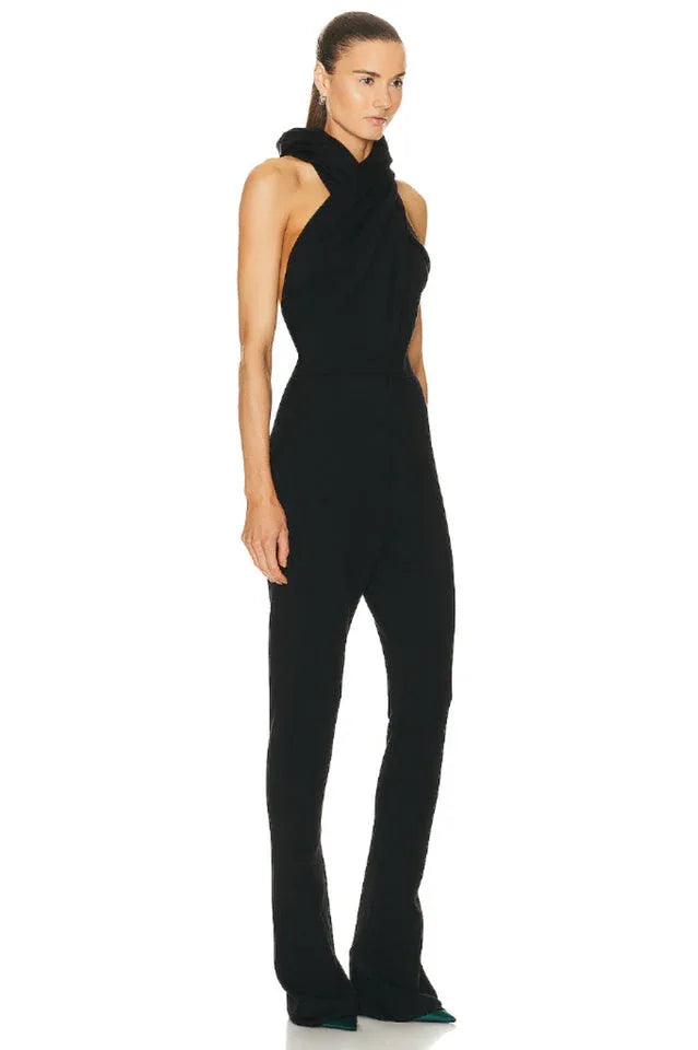 Backless Hooded Jumpsuit With Slip Pockets - TEVQA