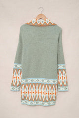 Southwestern Aztec Pattern Knit Cardigan - View 13 | TEVQA