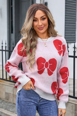 Bow Round Neck Dropped Shoulder Sweater | Dress In Beauty