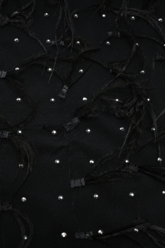 Rhinestone Faux Feather Trim Split Maxi Dress | Dress In Beauty