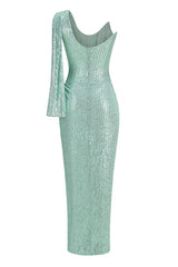 One Shoulder Sequin Maxi Dress - View 6 | TEVQA