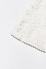 White lace button-down shirt and flared pants set - View 8 | TEVQA