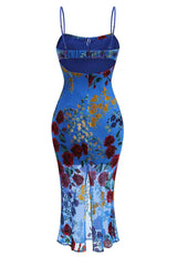 Floral burnout velvet midi dress - View 11 | TEVQA