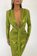 Juliette Metallic Tie Front Maxi Dress - View 14 | TEVQA