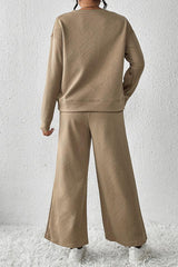 Textured Long Sleeve Top & Pants Set - TEVQA