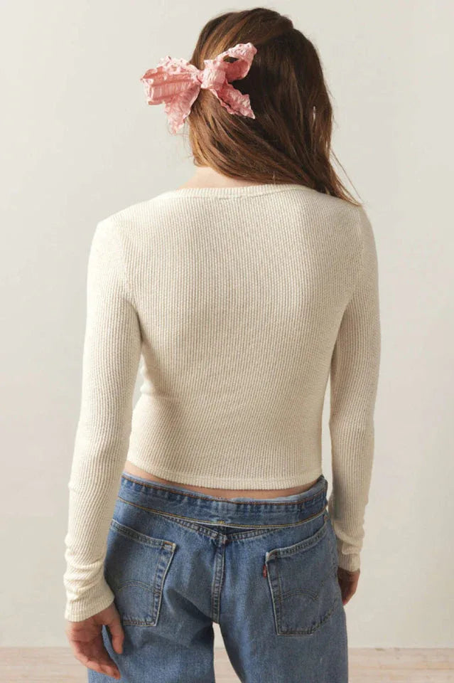 Coquette Ribbed Knit Crop Top - TEVQA