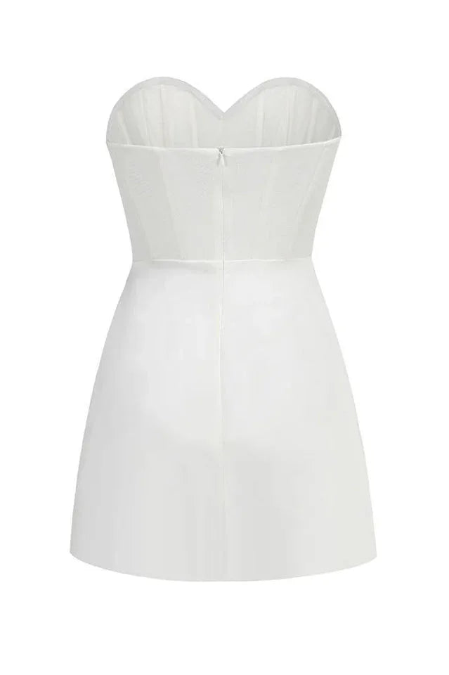 Sweetheart Neckline Mini Dress with Rosette Detail - View 7 | TEVQA