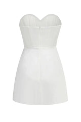Sweetheart Neckline Mini Dress with Rosette Detail - View 7 | TEVQA