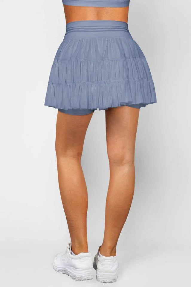 High Waist Ruffle Skort - View 8 | TEVQA