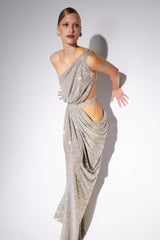 One Shoulder Sequins Cut Out Split Maxi Dress | Dress In Beauty