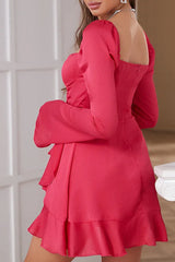 High Waist Bishop Sleeve Dress - View 8 | TEVQA