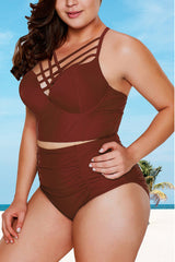 (M-3XL) Cross-Chest Tankini Set | Dress In Beauty