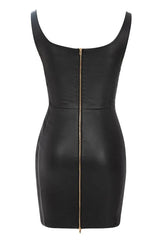 Architectural mini dress with gold panther hardware - View 9 | TEVQA