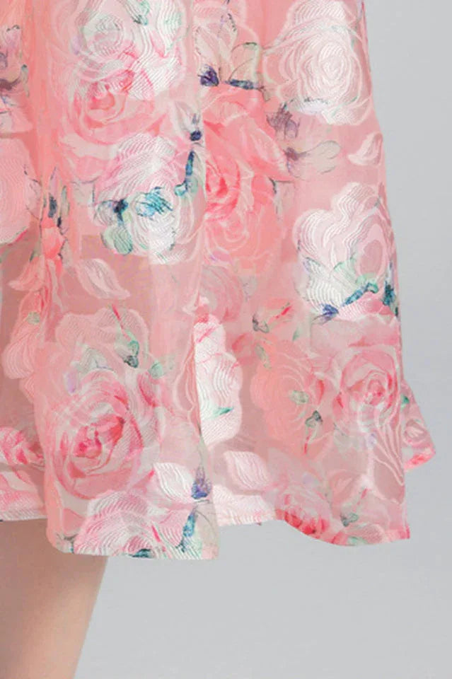 Floral Puff Sleeve Midi Dress - View 9 | TEVQA
