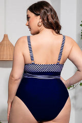 Striped Tie Waist One Piece Swimsuit - View 12 | TEVQA