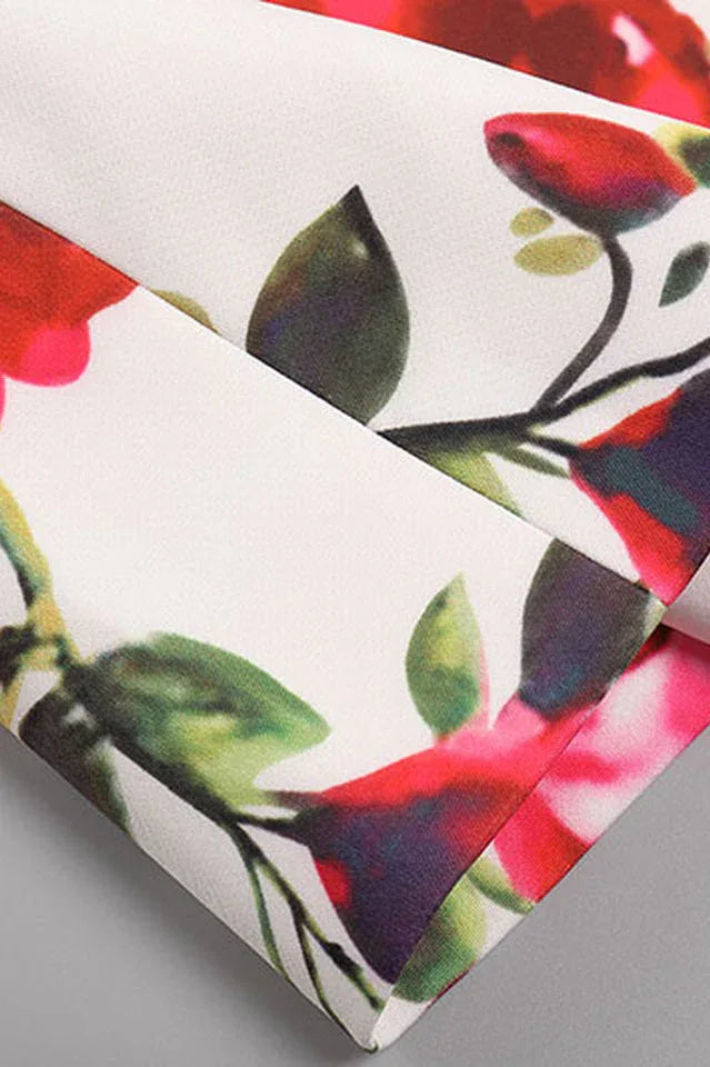 White three piece suit with red roses - View 19 | TEVQA