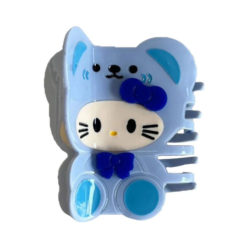 Blue character hair claw clip with bow
