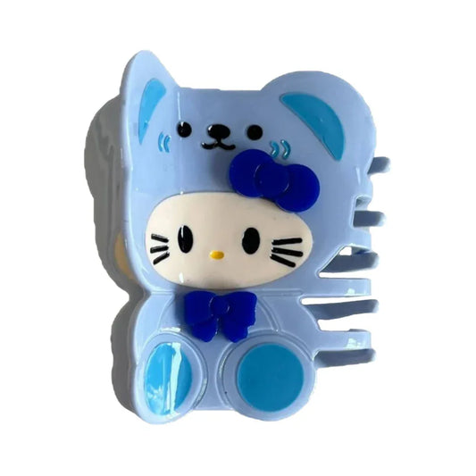 Blue character hair claw clip with bow