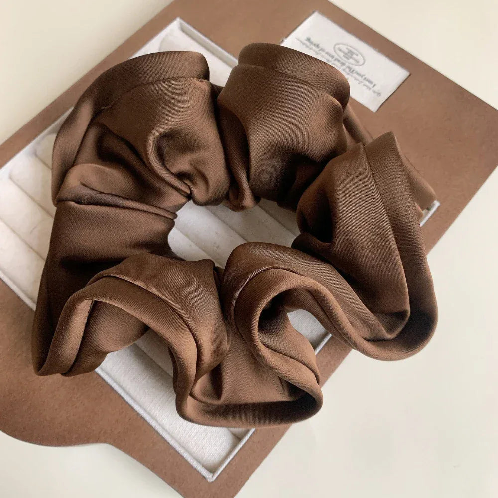 Oversized scalloped satin scrunchie - View 6 | TEVQA