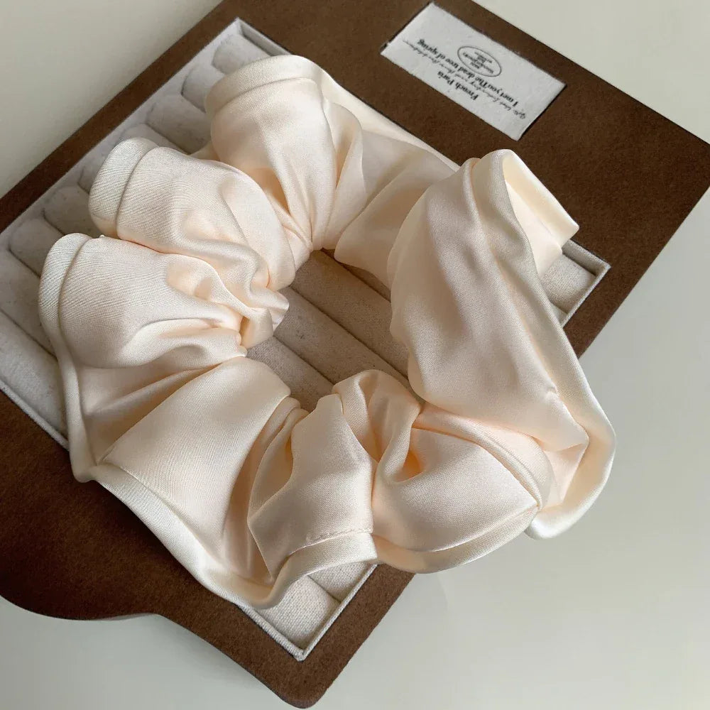 Oversized scalloped satin scrunchie - View 8 | TEVQA
